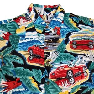 Vintage Reyn Spooner 90's Hawaiian Shirt Mens Large Vibrant Sports Cars Corvette
